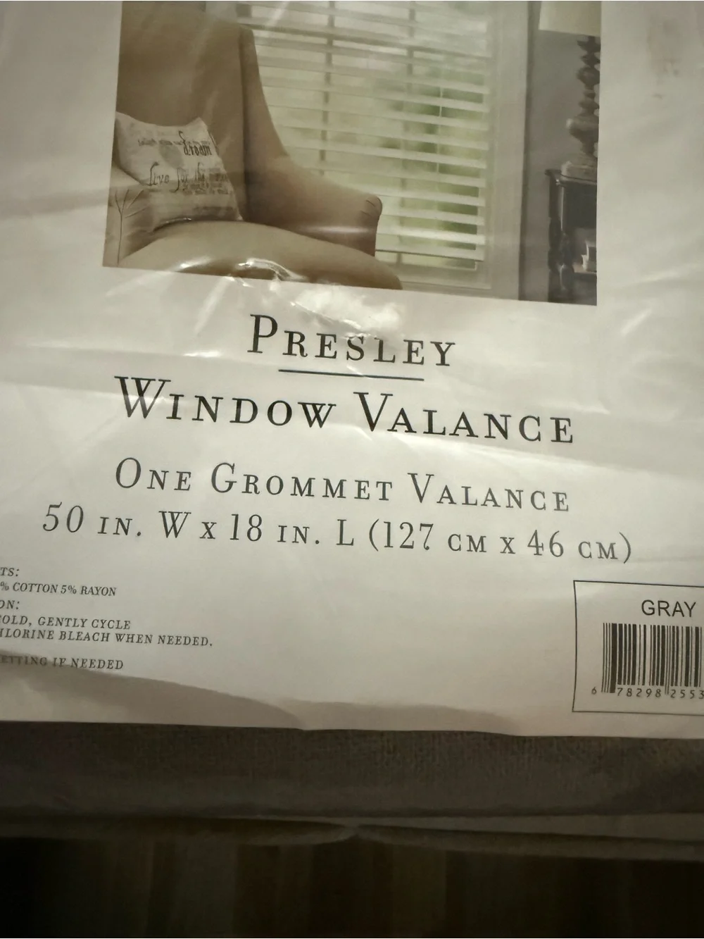 Set of 2/ new Kate Aurora Oversized Grommet Top Window Valances - Gray